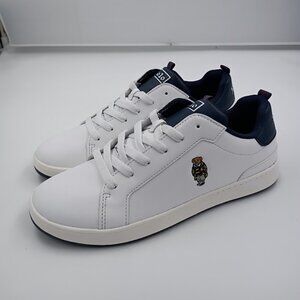 Polo White Lace Up Tennis Shoes Quilton Bear, Women's Size 7